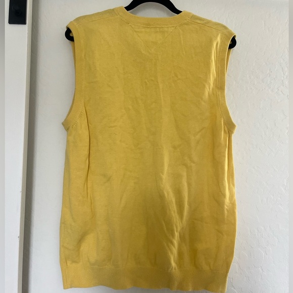 Tommy Hilfiger Men’s Cotton Yellow Sweater Vest Preppy Golf Office Work Large - Picture 2 of 5